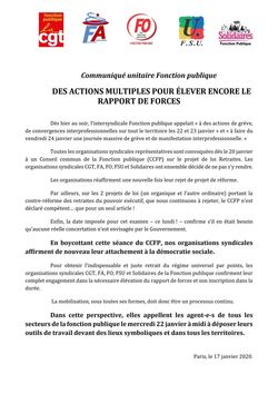 Communiqué unitaire - Des actions multiples pour élever encore le rapport de forces