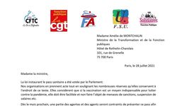 COVID 19 - PASS SANITAIRE: La FA-FP et quatre autres syndicats de la FP s'adressent Ã  la Ministre de la Transformation et de la Fonction Publiques